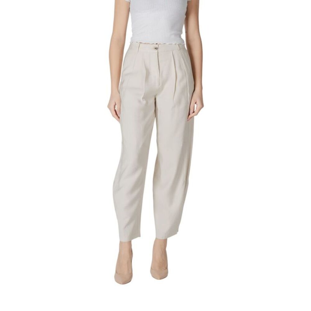 Vila Clothes Beige Viscose Casual Women's Pants